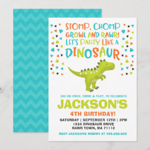 Invitación de cumpleaños a dinosaurios Fiesta de c