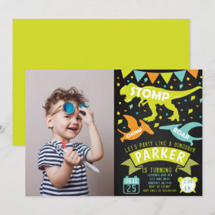 Invitación de cumpleaños a dinosaurios Foto de piz