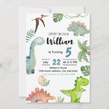 Invitación de cumpleaños a dinosaurios, invitación