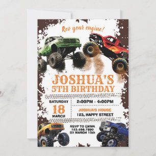 Invitación de cumpleaños a Dirt Monster Truck