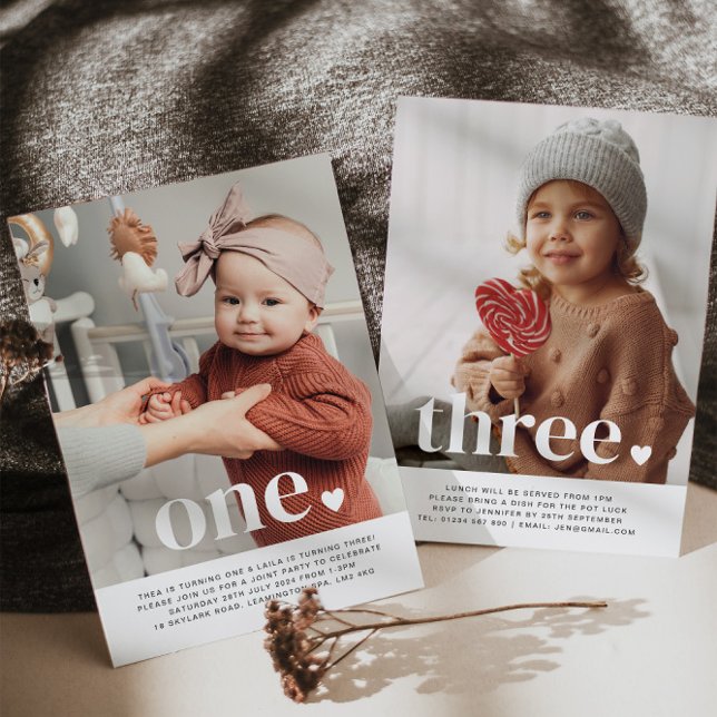 Invitación de cumpleaños a doble cara de foto conj (Subido por el creador)