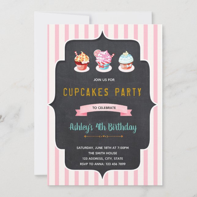 invitación de cumpleaños a donas de magdalenas (Anverso)
