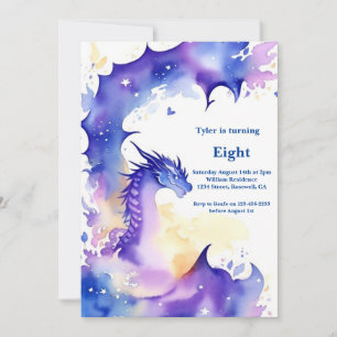 Invitación de cumpleaños a Dragon de color de agua