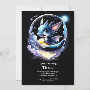 Invitación de cumpleaños a Dragon de color de agua
