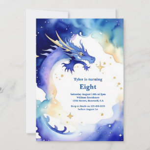 Invitación de cumpleaños a Dragon de color de agua