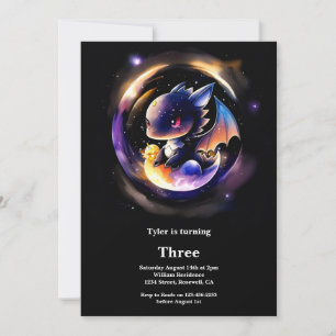 Invitación de cumpleaños a Dragon de color de agua