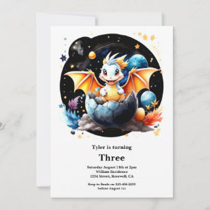 Invitación de cumpleaños a Dragon de color de agua