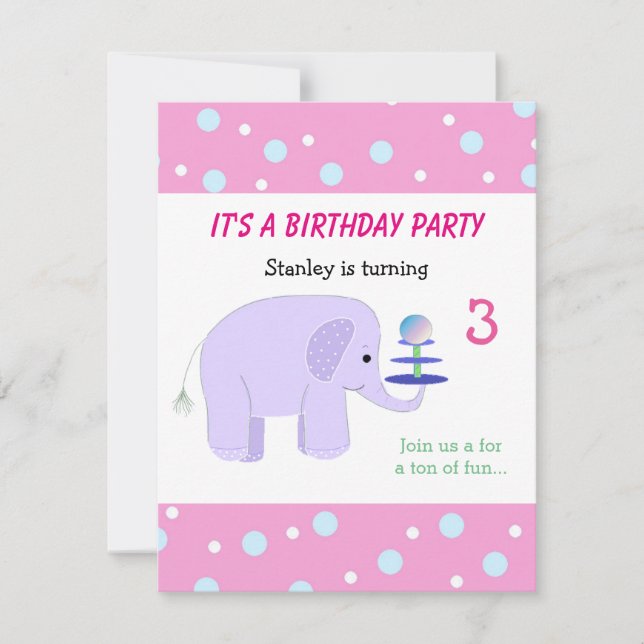 Invitación de cumpleaños a Elephant Balancing Act (Anverso)