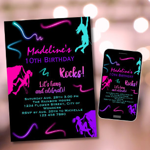 Invitación de cumpleaños a escalar en roca