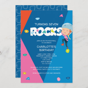 Invitación de cumpleaños a escalar rock Chica lind