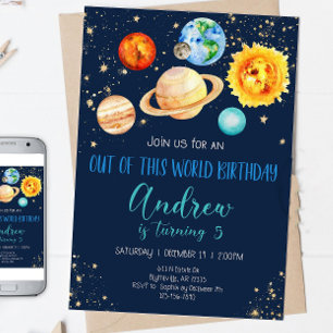 Invitación de cumpleaños a espacio editable fuera 
