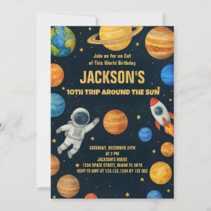 Invitación de cumpleaños a espacio moderno