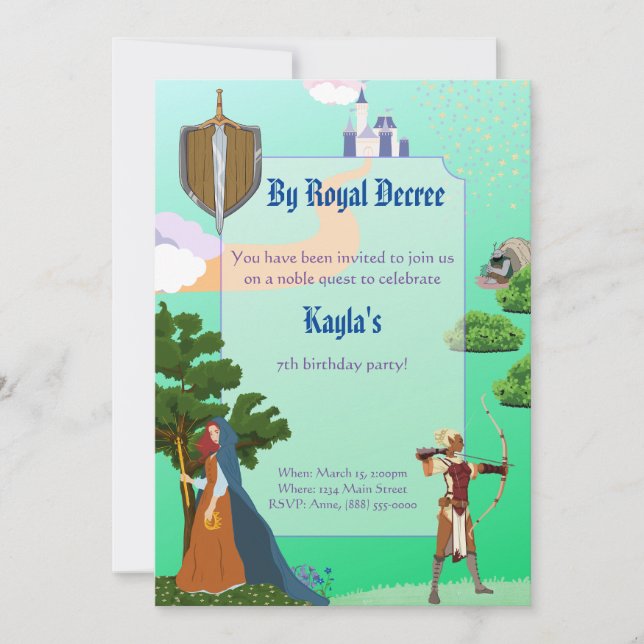Invitación de cumpleaños a Fantasy Fairy Tale (Anverso)