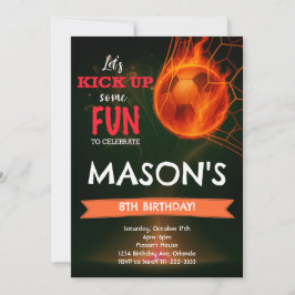 Invitación de cumpleaños a Fiery Soccer Ball