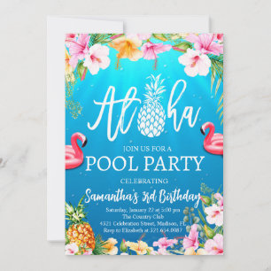 Invitación de cumpleaños a Fiesta de Aloha Pool