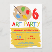 Invitación de cumpleaños a Fiesta de arte infantil