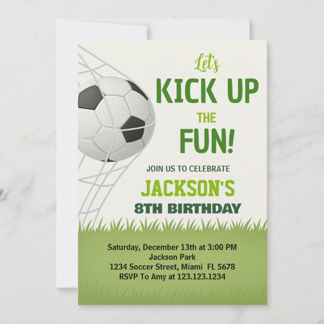 Invitación de cumpleaños a Fiesta de fútbol (Anverso)