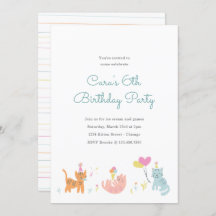 Invitación de cumpleaños a Fiesta de gatito