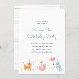 Invitación de cumpleaños a Fiesta de gatito