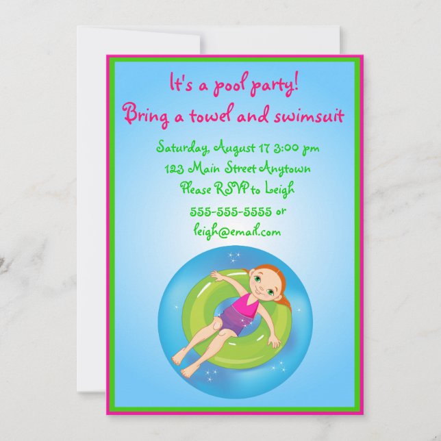 Invitación de cumpleaños a Fiesta de grupo Chica R (Anverso)