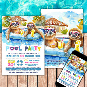 Invitación de cumpleaños a Fiesta de grupo Sloth
