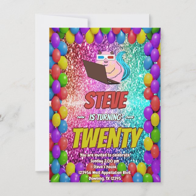 Invitación de cumpleaños a Fiesta de Internet Naug (Anverso)