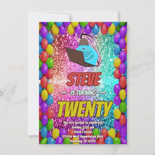 Invitación de cumpleaños a Fiesta de Internet Naug (Anverso)