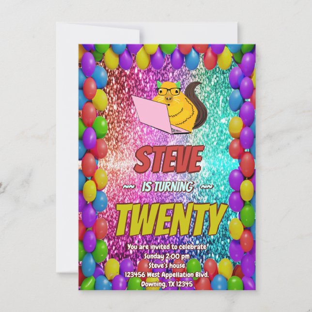 Invitación de cumpleaños a Fiesta de Internet Naug (Anverso)