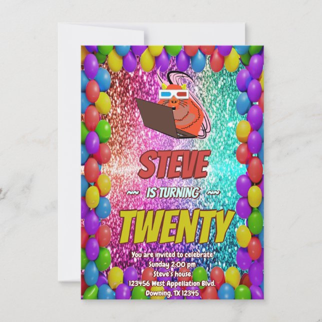 Invitación de cumpleaños a Fiesta de Internet Naug (Anverso)