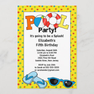 Invitación de cumpleaños a Fiesta de la PISCINA de