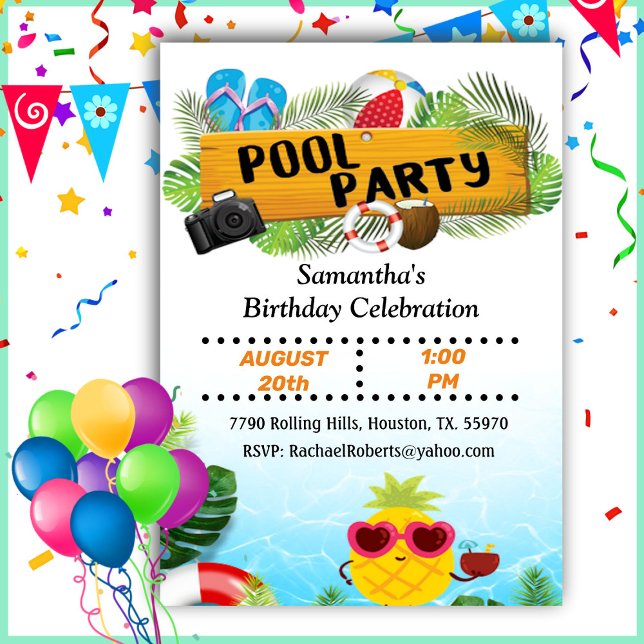 Invitación de cumpleaños a Fiesta de la piscina tr (Subido por el creador)