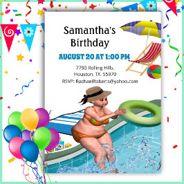 Invitación de cumpleaños a Fiesta de piscina de ad