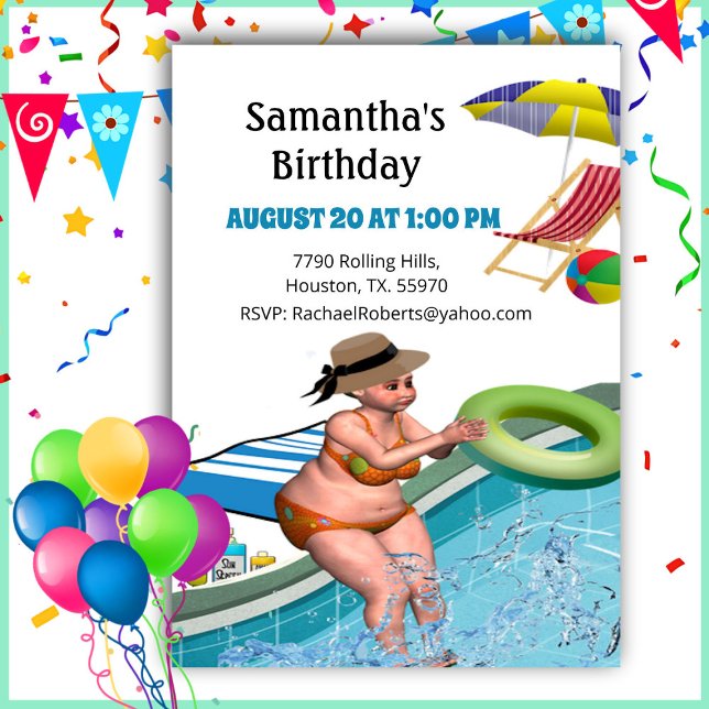 Invitación de cumpleaños a Fiesta de piscina de ad (Subido por el creador)