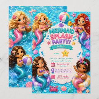 Invitación de cumpleaños a fiesta de piscina de si