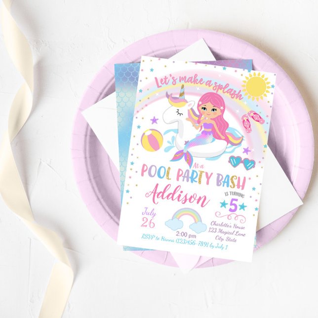 Invitación de cumpleaños a Fiesta de Piscina de Un (Subido por el creador)