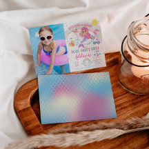 Invitación de cumpleaños a Fiesta de Piscina de Un