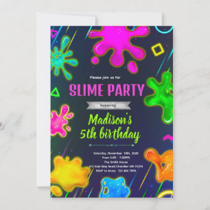 Invitación de cumpleaños a fiesta de slime