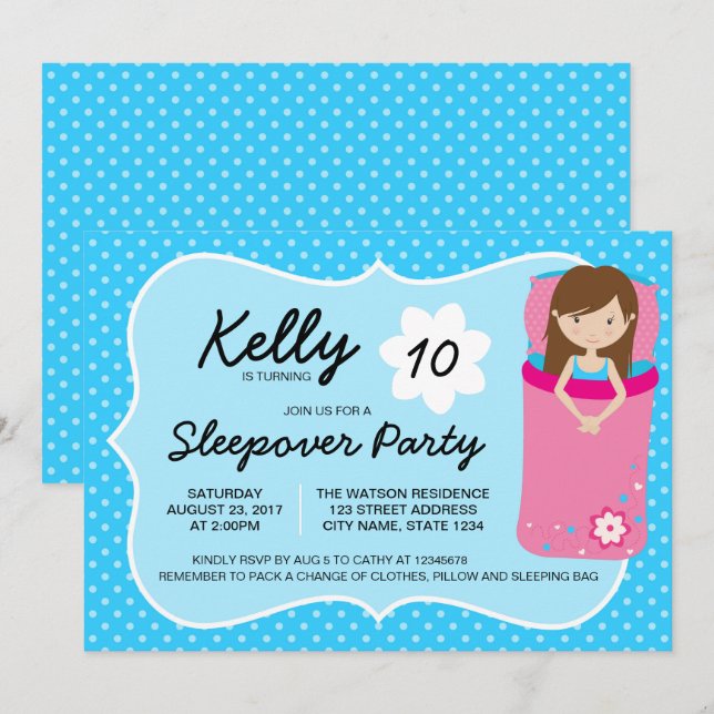 Invitación de cumpleaños a Fiesta de sobrenombre a (Anverso / Reverso)