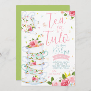 Invitación de cumpleaños a Fiesta de té con flores