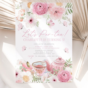 Invitación de cumpleaños a Fiesta de té Par-tea Cu