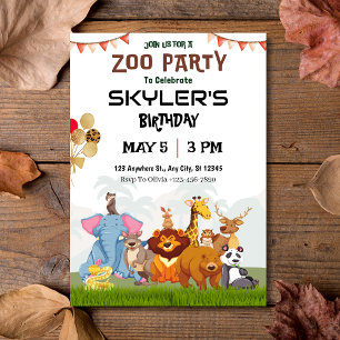 Invitación de cumpleaños a Fiesta de Zoológico par