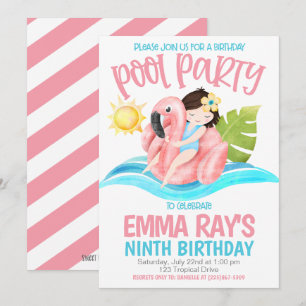 Invitación de cumpleaños a fiesta en la piscina