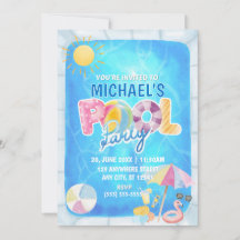 Invitación de Cumpleaños a Fiesta en la Piscina