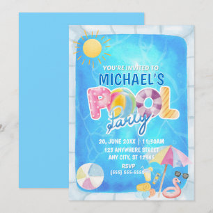 Invitación de Cumpleaños a Fiesta en la Piscina