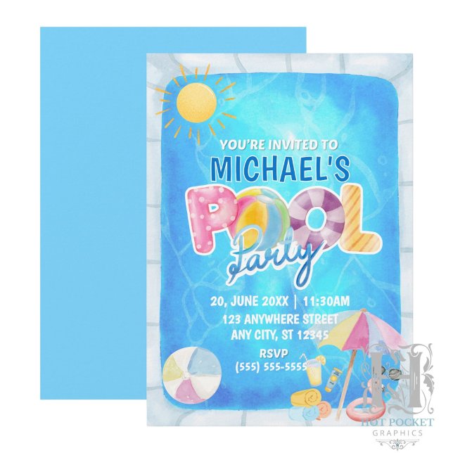Invitación de Cumpleaños a Fiesta en la Piscina (Subido por el creador)