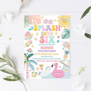 Invitación de cumpleaños a fiesta en la piscina