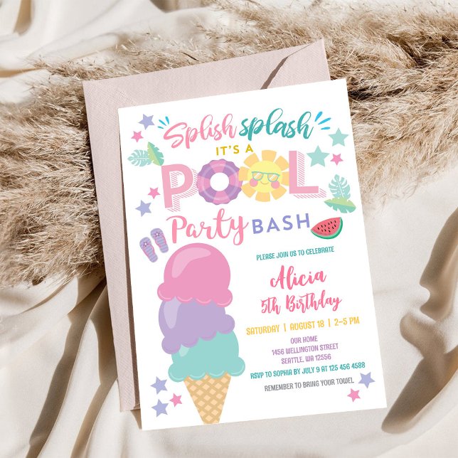 Invitación de Cumpleaños a Fiesta en la Piscina (Subido por el creador)