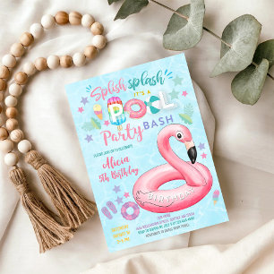 Invitación de cumpleaños a fiesta en la piscina