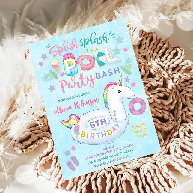 Invitación de Cumpleaños a Fiesta en la Piscina (Subido por el creador)