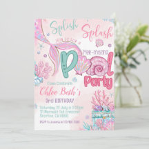 Invitación de cumpleaños a fiesta en la piscina de